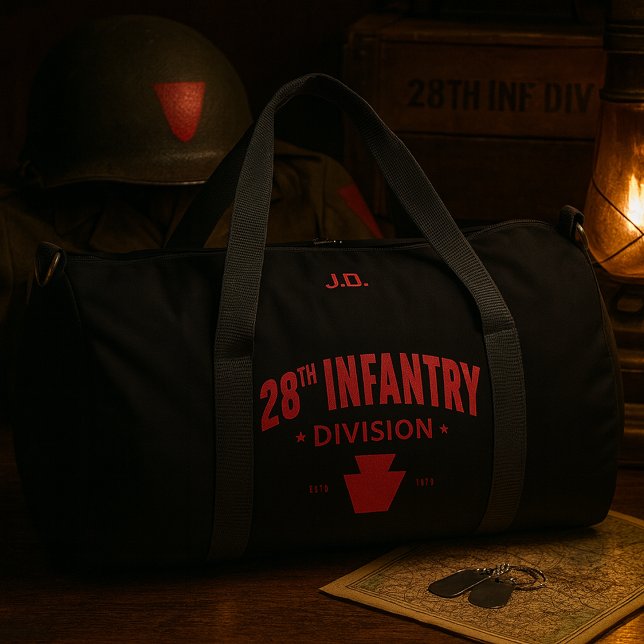 Bolso De Deporte Grande 28th Infantry Division Tribute Personalized  (28th Infantry Division "Bloody Bucket" Tribute Black Duffle Bag)