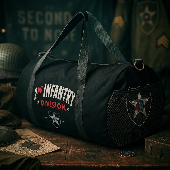 Bolso De Deporte Grande 2da División de Infantería "Indianhead" Personaliz (2nd Infantry Division "Indianhead" Personalized Tribute Black Duffle Bag)