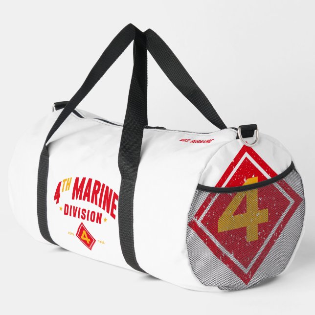Bolso De Deporte Grande 4.º Personalizado Blanco de la División Marina "Lu (Esquina derecha)