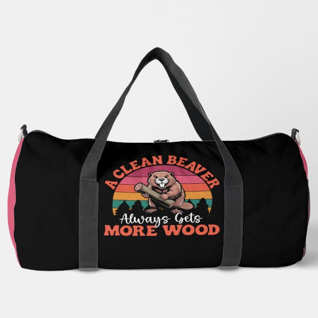 Bolso De Deporte Grande A Clean Beaver Retro Sunset  (Anverso)