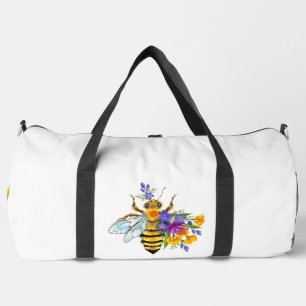 Bolso De Deporte Grande Abeja de flor con plantas silvestres