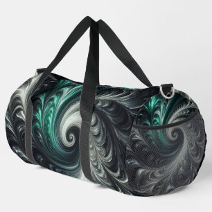 Bolso De Deporte Grande Abstracto Moderno Girando Verde, Plata y Negro