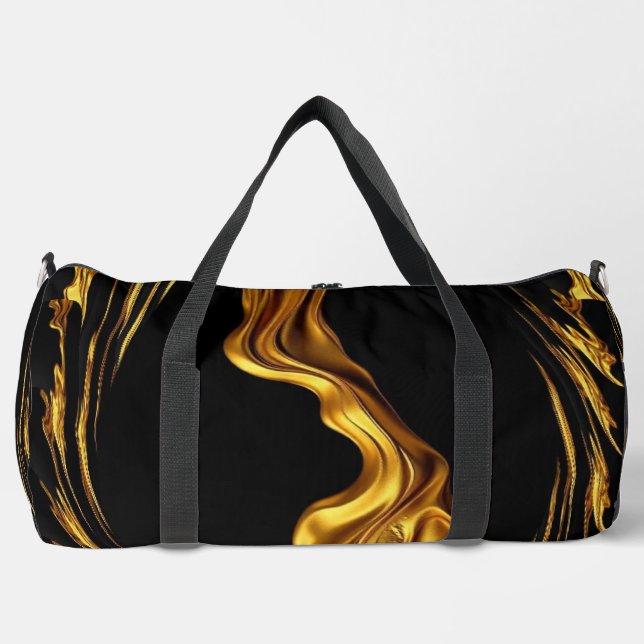 Bolso De Deporte Grande Achempong Swirl Liquid Gold Black Monochrome Art (Anverso)
