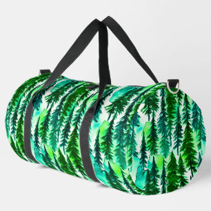 Bolso De Deporte Grande Acuarela del bosque de pinos de montaña