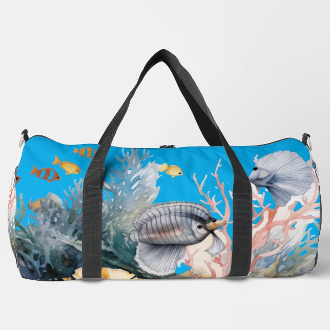 Bolso De Deporte Grande Acuario de pintura marina (Anverso)