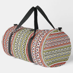 Bolso De Deporte Grande Adorno étnico geométrico de oliva y marrón