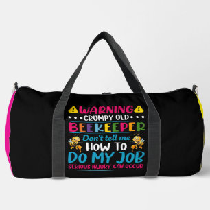 Bolso De Deporte Grande Advertencia Anciano Apicultor Gruñón