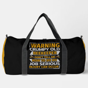 Bolso De Deporte Grande Advertencia Anciano Apicultor Gruñón