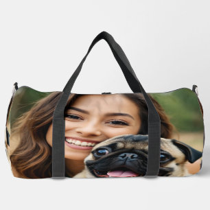 Bolso De Deporte Grande Agregar foto de pug personalizar personalizado