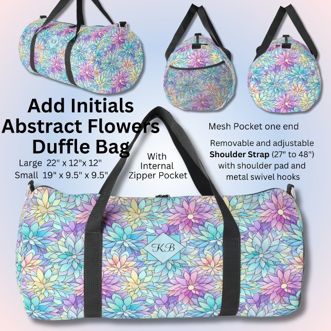 Bolso De Deporte Grande Agregar iniciales, Flores abstractas Pastel (Subido por el creador)