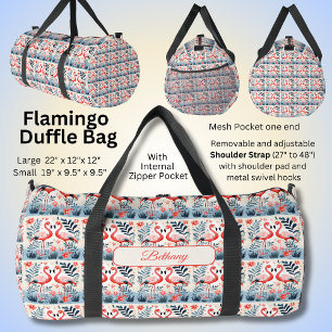 Bolso De Deporte Grande Agregar nombre Diseño de flamenco rosado