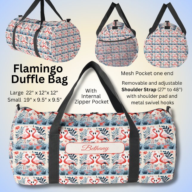 Bolso De Deporte Grande Agregar nombre Diseño de flamenco rosado (Subido por el creador)
