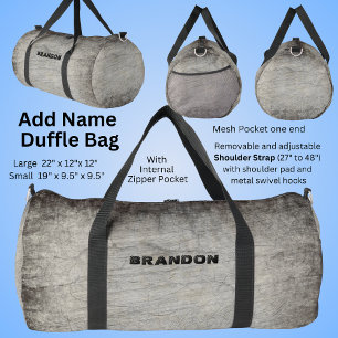 Bolso De Deporte Grande Agregar nombre, piedra gris marrón Grunge