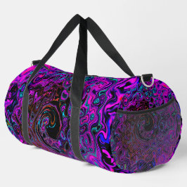 Bolso De Deporte Grande Alucinante Remolino Líquido Retro Negro y Magenta