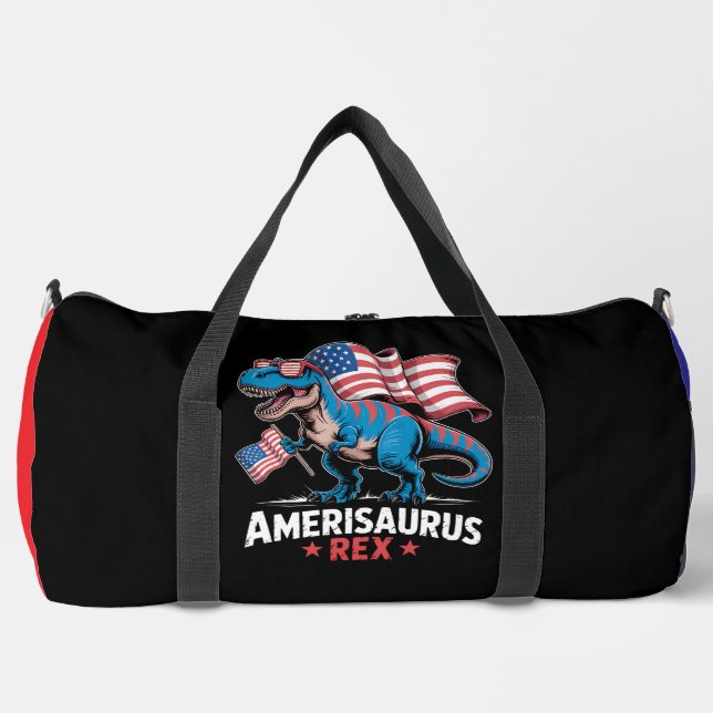 Bolso De Deporte Grande Amerisaurus Rex Dinosaurio Patriótico  (Anverso)