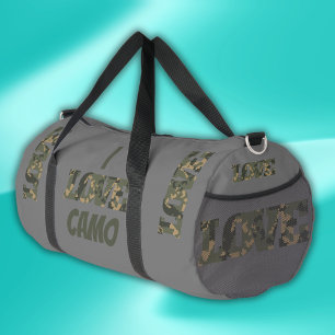 Bolso De Deporte Grande Amo el Camuflaje Verde Marrón