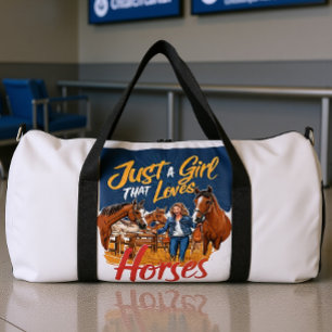Bolso De Deporte Grande Amor de niña por caballos desenfrenado