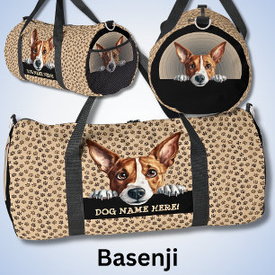 Bolso De Deporte Grande Añadir el nombre del perro o tu nombre, Basenji