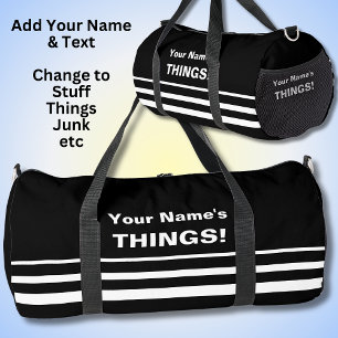 Bolso De Deporte Grande Añadir el nombre Texto Asunto Negro