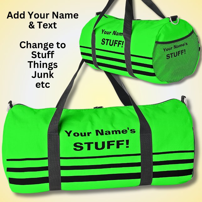 Bolso De Deporte Grande Añadir el nombre Texto Fluro Verde (Subido por el creador)