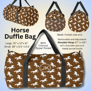 Bolso De Deporte Grande Añadir iniciales, caballos blancos en marrón, aman
