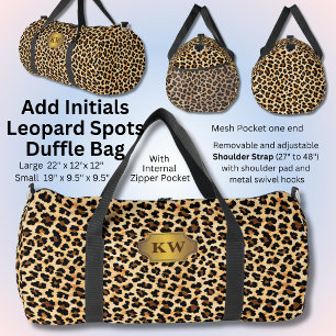 Bolso De Deporte Grande Añadir iniciales, puntos de leopardo marrón