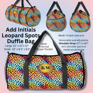 Bolso De Deporte Grande Añadir iniciales, puntos de leopardo multicolor