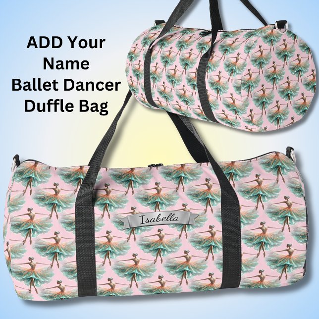 Bolso De Deporte Grande Añadir nombre, Aqua Apricot bailando bailarina en  (Subido por el creador)