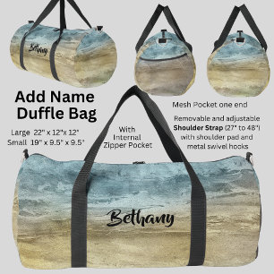Bolso De Deporte Grande Añadir nombre azul de la naturaleza del paisaje ma