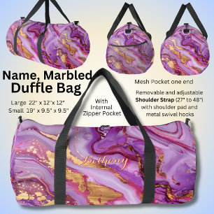 Bolso De Deporte Grande Añadir nombre color rosa morado oro mareado
