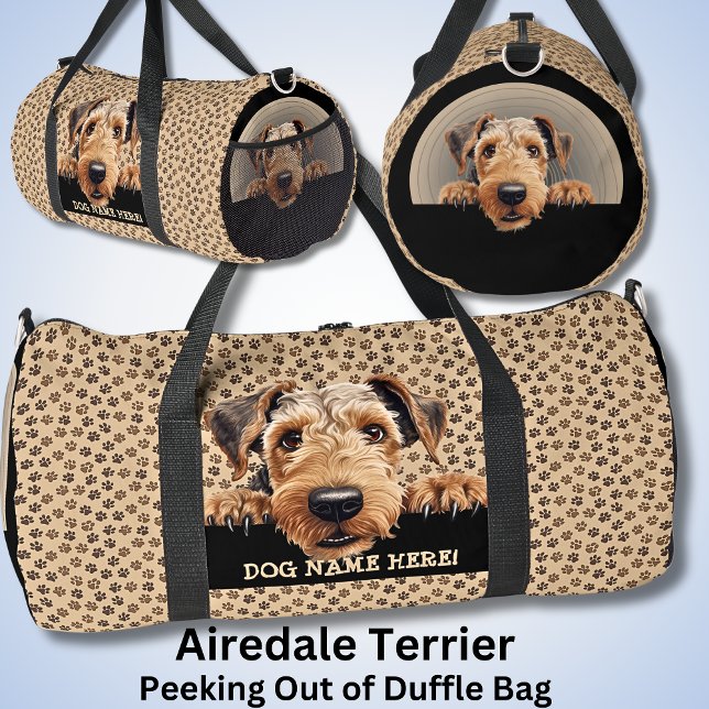 Bolso De Deporte Grande Añadir nombre de perro a tu nombre, Airedale Terri (Subido por el creador)