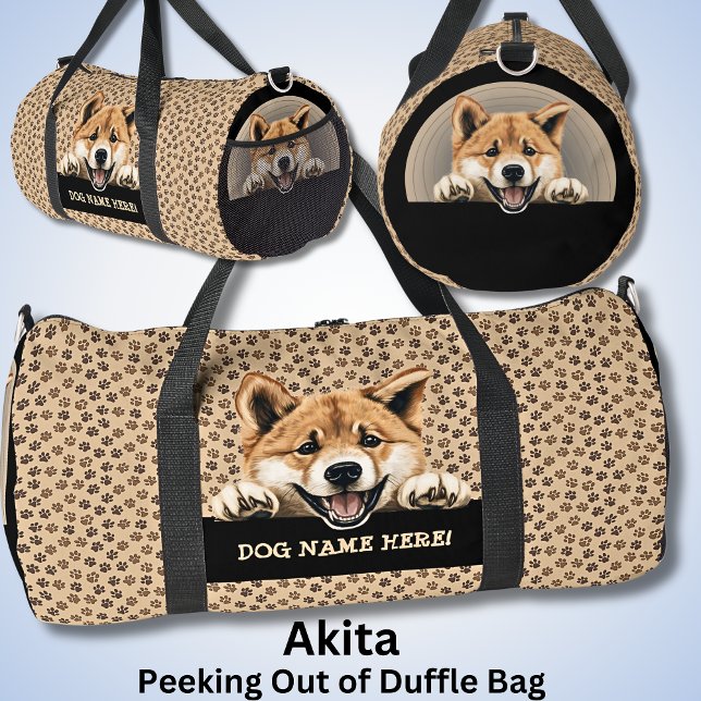 Bolso De Deporte Grande Añadir nombre de perro a tu nombre, Akita (Subido por el creador)