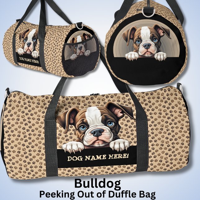 Bolso De Deporte Grande Añadir nombre de perro a tu nombre, Bulldog (Subido por el creador)