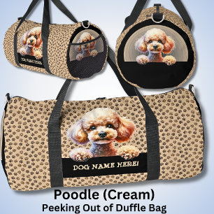 Bolso De Deporte Grande Añadir nombre de perro a tu nombre, caniche - crem