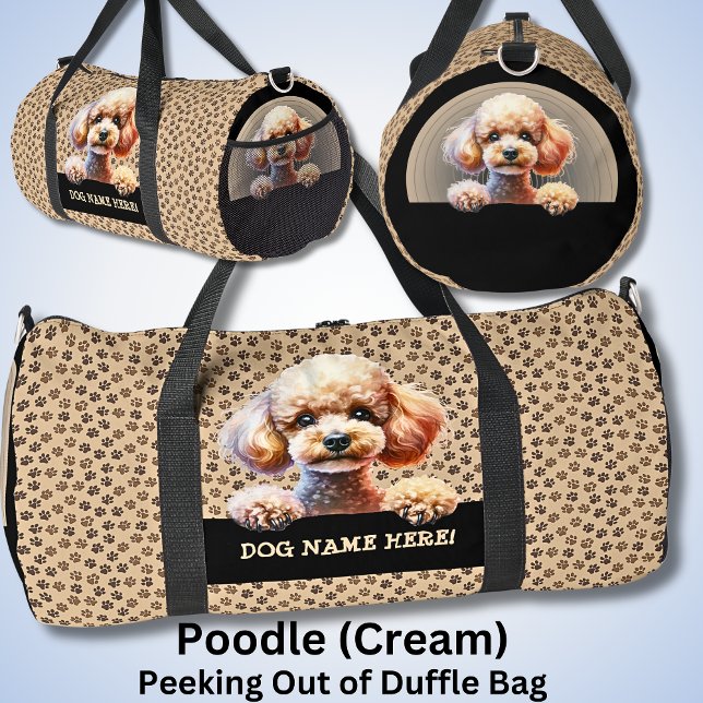 Bolso De Deporte Grande Añadir nombre de perro a tu nombre, caniche - crem (Subido por el creador)