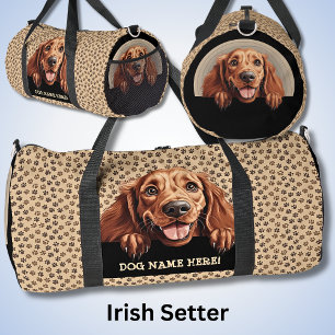 Bolso De Deporte Grande Añadir nombre de perro, tu nombre, asiento irlandé