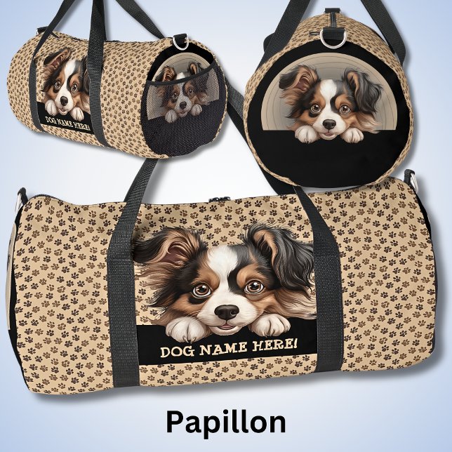 Bolso De Deporte Grande Añadir nombre de perro, tu nombre, papillón (Subido por el creador)