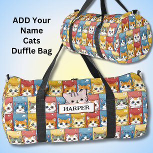 Bolso De Deporte Grande Añadir nombre, gatos kawaii de corte
