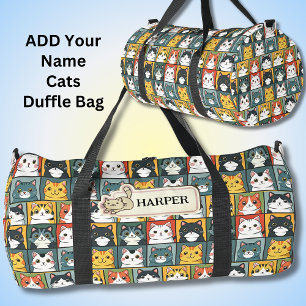 Bolso De Deporte Grande Añadir nombre, gatos kawaii de corte