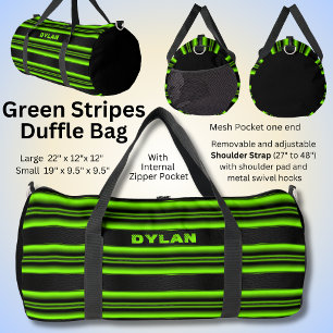 Bolso De Deporte Grande Añadir nombre Iniciales banda verde negro aparienc