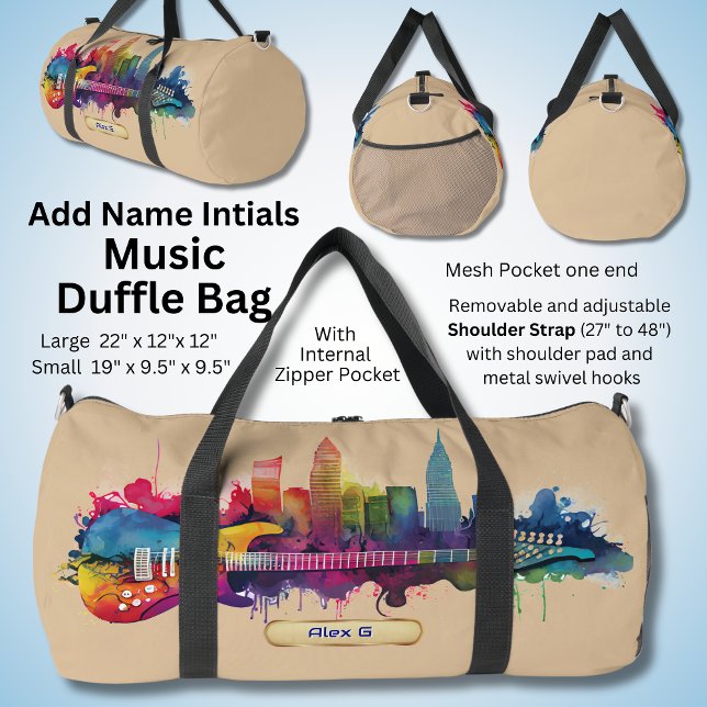 Bolso De Deporte Grande Añadir nombre, iniciales, pintar guitarra con líne (Subido por el creador)