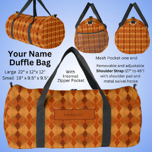 Bolso De Deporte Grande Añadir nombre, Naranja Brown Autumn Earth Tones Re