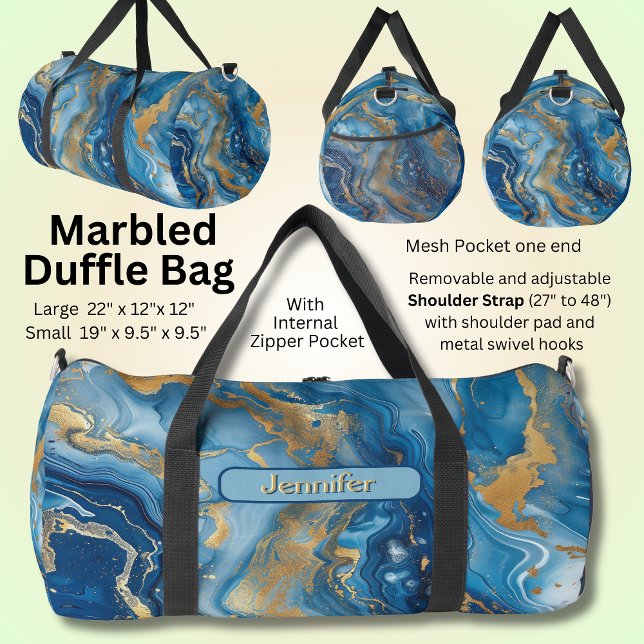 Bolso De Deporte Grande Añadir nombre oro azul mareado (Subido por el creador)
