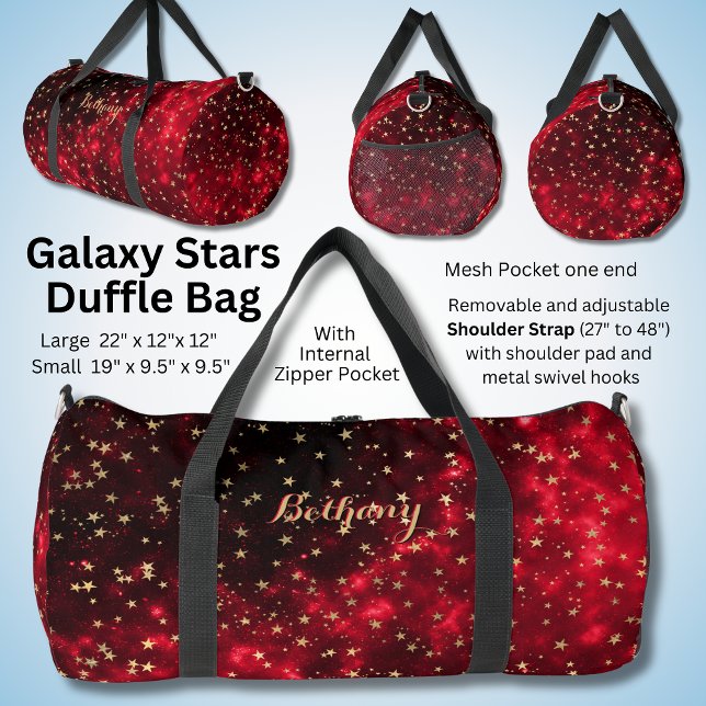 Bolso De Deporte Grande Añadir nombre rojo negro con galaxia de estrellas  (Subido por el creador)