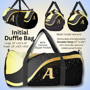 Bolso De Deporte Grande Añadir su diseño inicial de cinta dorada en negro