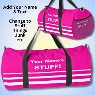 Bolso De Deporte Grande Añadir su nombre Texto Asunto de Hot Pink
