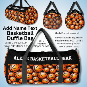 Bolso De Deporte Grande Añadir texto de nombre, el engranaje de baloncesto