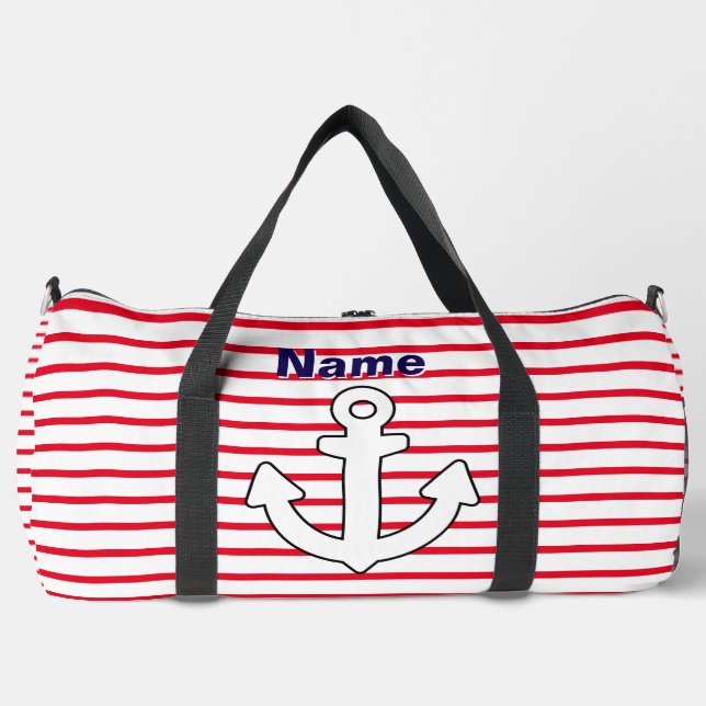 Bolso De Deporte Grande Anclaje de franja blanca roja (Anverso)
