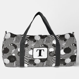 Bolso De Deporte Grande Antecedentes líneas abstractas en blanco y negro 1