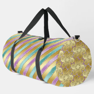BOLSO DE DEPORTE GRANDE AQUA ORO Y PATRÓN DE OBSERVACIÓN DE LA TIRA DE SAT